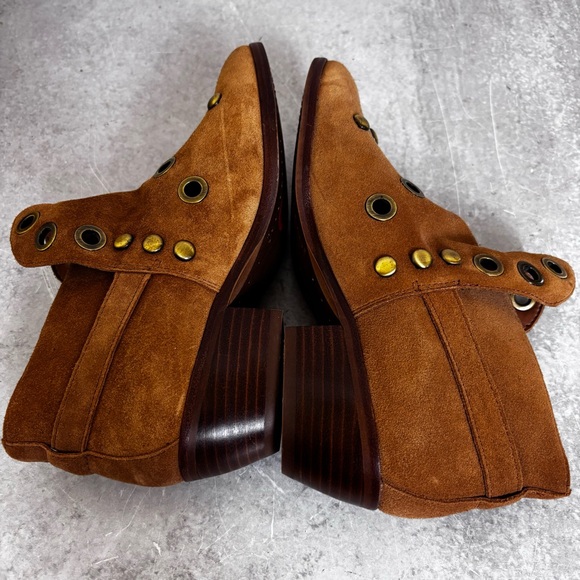 Sam Edelman ‘Pedra’ Cognac Brown Suede Studded Ankle Boots Size 6 - Picture 7 of 8
